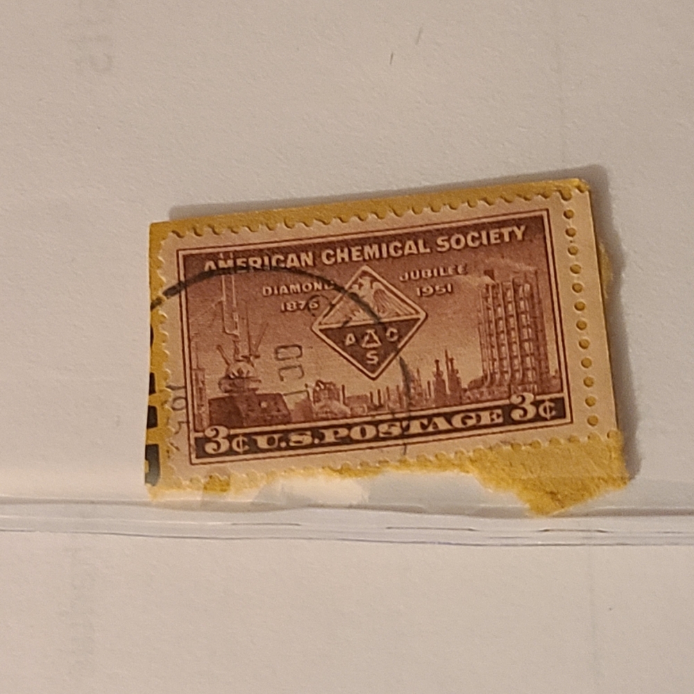 Unique Vintage Brown and Yellow Stamp
